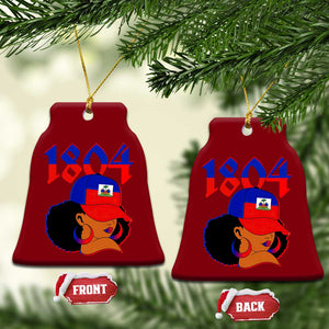 Haiti 1804 Curly Afro Queen Hoop Earrings Style Graphic Ceramic Ornament Haitian Heritage Pride TS02 Print Your Wear