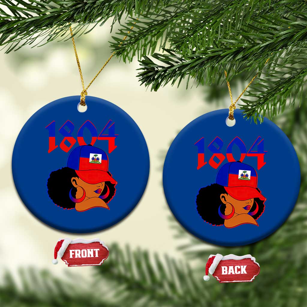 Haiti 1804 Curly Afro Queen Hoop Earrings Style Graphic Ceramic Ornament Haitian Heritage Pride TS02 1pc Blue Print Your Wear