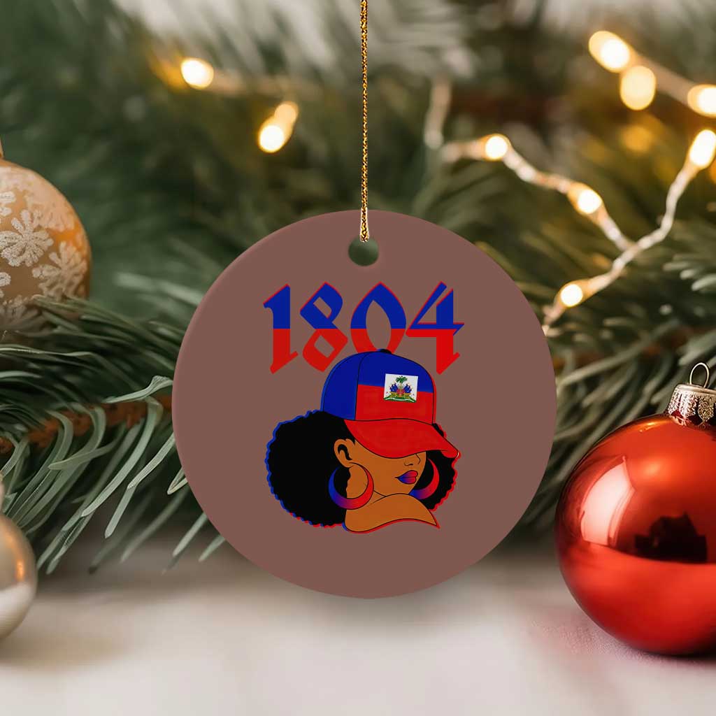 Haiti 1804 Curly Afro Queen Hoop Earrings Style Graphic Ceramic Ornament Haitian Heritage Pride TS02 1pc Mocha Print Your Wear