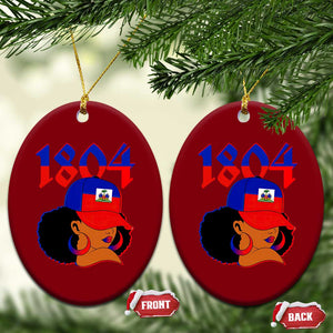 Haiti 1804 Curly Afro Queen Hoop Earrings Style Graphic Ceramic Ornament Haitian Heritage Pride TS02 Print Your Wear