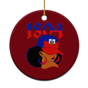 Haiti 1804 Curly Afro Queen Hoop Earrings Style Graphic Ceramic Ornament Haitian Heritage Pride TS02 1pc Red Print Your Wear