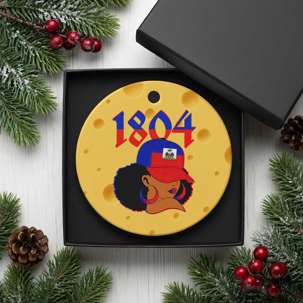 Haiti 1804 Curly Afro Queen Hoop Earrings Style Graphic Ceramic Ornament Haitian Heritage Pride TS02 1pc Yellow Cheese Print Your Wear
