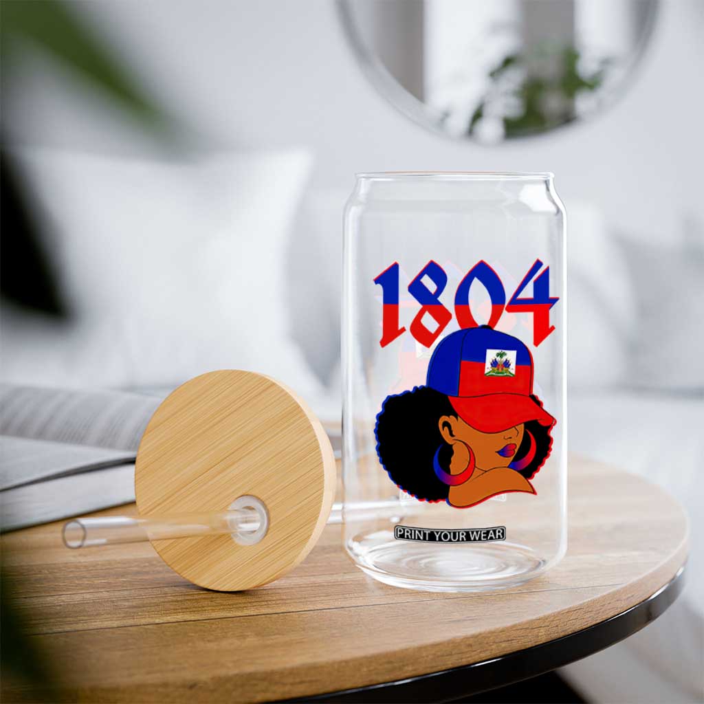 Haiti 1804 Curly Afro Queen Hoop Earrings Style Graphic Glass Can Haitian Heritage Pride TS02 Print Your Wear