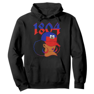 Haiti 1804 Curly Afro Queen Hoop Earrings Style Graphic Hoodie Haitian Heritage Pride TS02 Black Print Your Wear