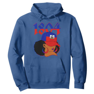 Haiti 1804 Curly Afro Queen Hoop Earrings Style Graphic Hoodie Haitian Heritage Pride TS02 Royal Blue Print Your Wear