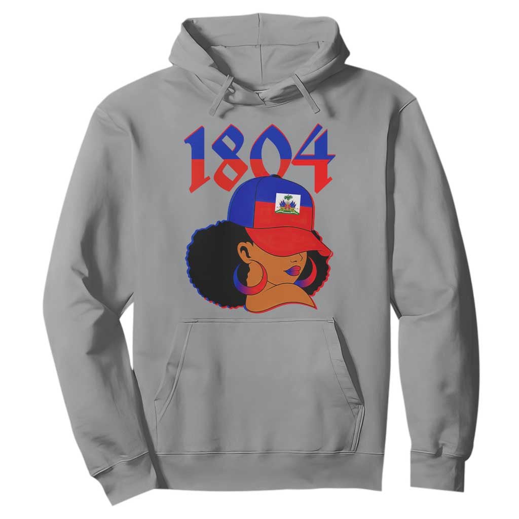 Haiti 1804 Curly Afro Queen Hoop Earrings Style Graphic Hoodie Haitian Heritage Pride TS02 Sport Gray Print Your Wear