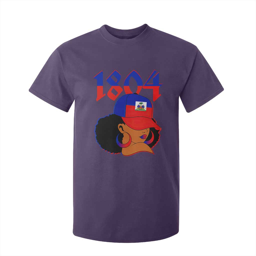 Haiti 1804 Curly Afro Queen Hoop Earrings Style Graphic T Shirt For Kid Haitian Heritage Pride TS02 Purple Print Your Wear