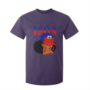 Haiti 1804 Curly Afro Queen Hoop Earrings Style Graphic T Shirt For Kid Haitian Heritage Pride TS02 Purple Print Your Wear