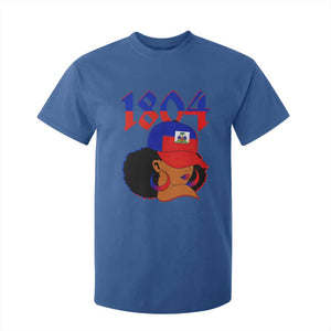 Haiti 1804 Curly Afro Queen Hoop Earrings Style Graphic T Shirt For Kid Haitian Heritage Pride TS02 Royal Blue Print Your Wear