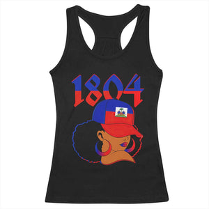 Haiti 1804 Curly Afro Queen Hoop Earrings Style Graphic Racerback Tank Top Haitian Heritage Pride TS02 Black Print Your Wear