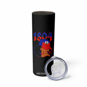 Haiti 1804 Curly Afro Queen Hoop Earrings Style Graphic Skinny Tumbler Haitian Heritage Pride TS02 Print Your Wear
