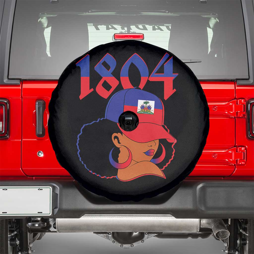 Haiti 1804 Curly Afro Queen Hoop Earrings Style Graphic Spare Tire Cover Haitian Heritage Pride TS02 Black Print Your Wear