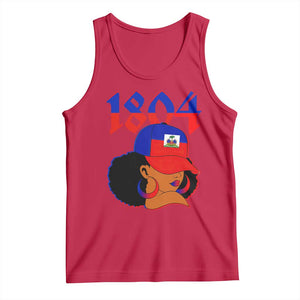 Haiti 1804 Curly Afro Queen Hoop Earrings Style Graphic Tank Top Haitian Heritage Pride TS02 Red Print Your Wear