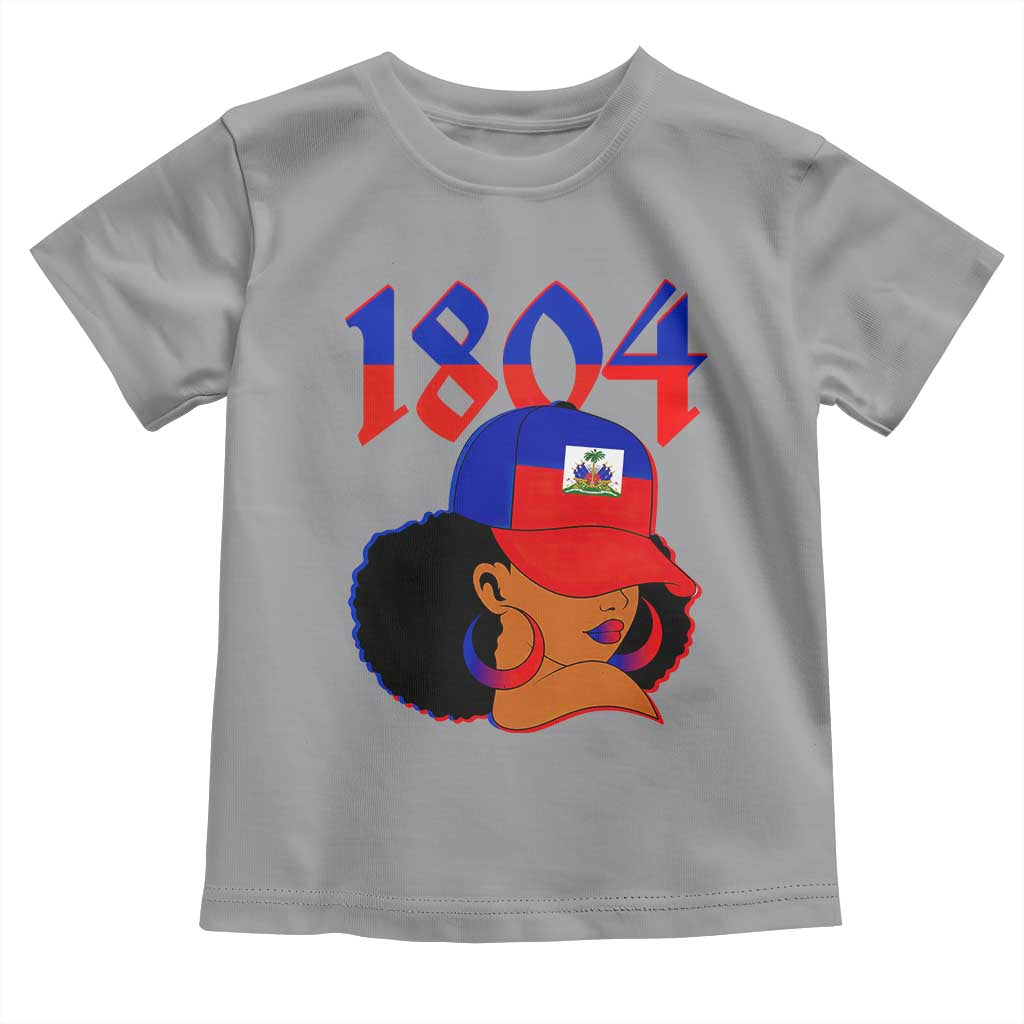 Haiti 1804 Curly Afro Queen Hoop Earrings Style Graphic Toddler T Shirt Haitian Heritage Pride TS02 Sport Gray Print Your Wear