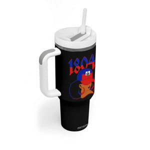 Haiti 1804 Curly Afro Queen Hoop Earrings Style Graphic Tumbler With Handle Haitian Heritage Pride TS02 Print Your Wear