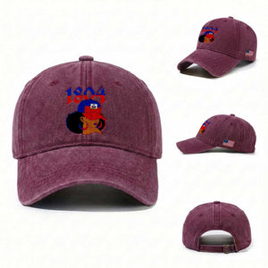 Haiti 1804 Curly Afro Queen Hoop Earrings Style Graphic Washed Cotton Baseball Cap Haitian Heritage Pride TS02 Washed Cap Universal Fit Burgundy Print Your Wear