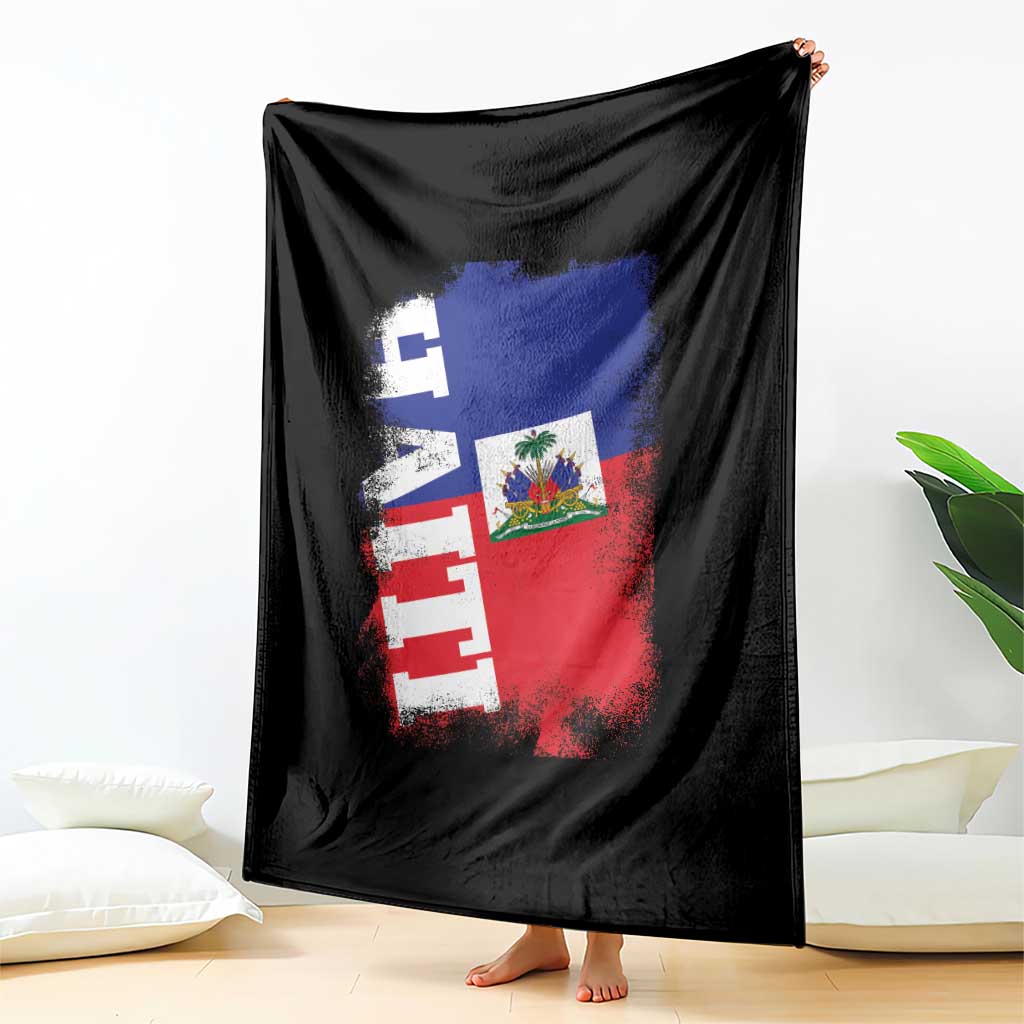 Haiti Flag Distressed Flag Graphic Throw Blanket Haitian Heritage Pride TS02 Print Your Wear