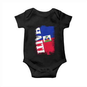 Haiti Flag Distressed Flag Graphic Baby Onesie Haitian Heritage Pride TS02 Black Print Your Wear