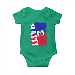 Haiti Flag Distressed Flag Graphic Baby Onesie Haitian Heritage Pride TS02 Irish Green Print Your Wear