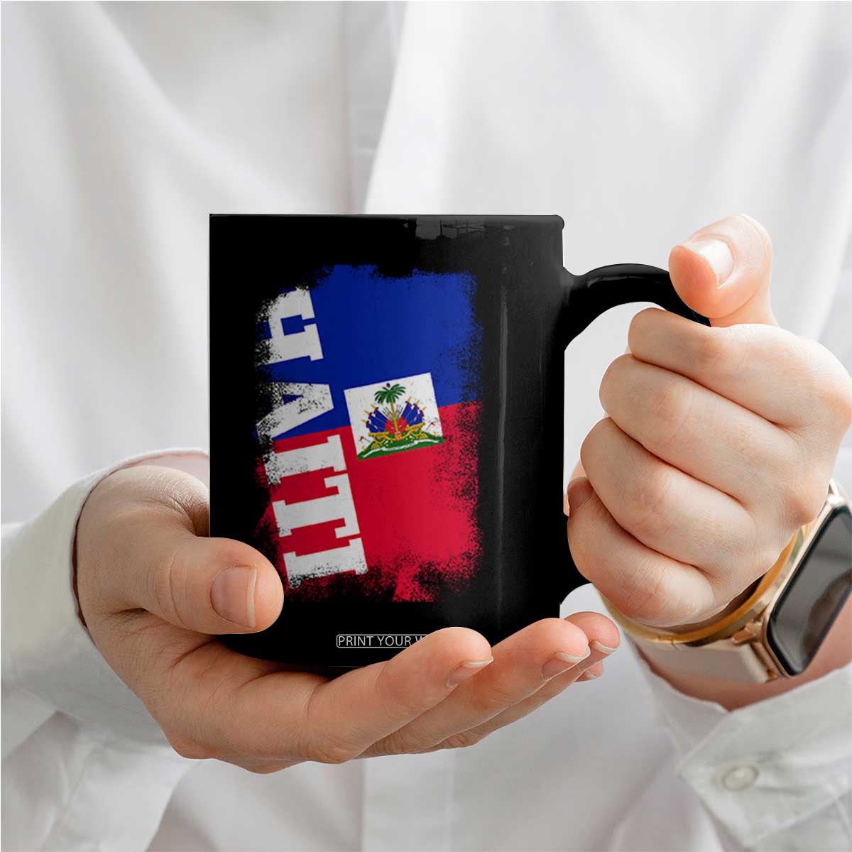Haiti Flag Distressed Flag Graphic Coffee Mug Haitian Heritage Pride TS02 Print Your Wear