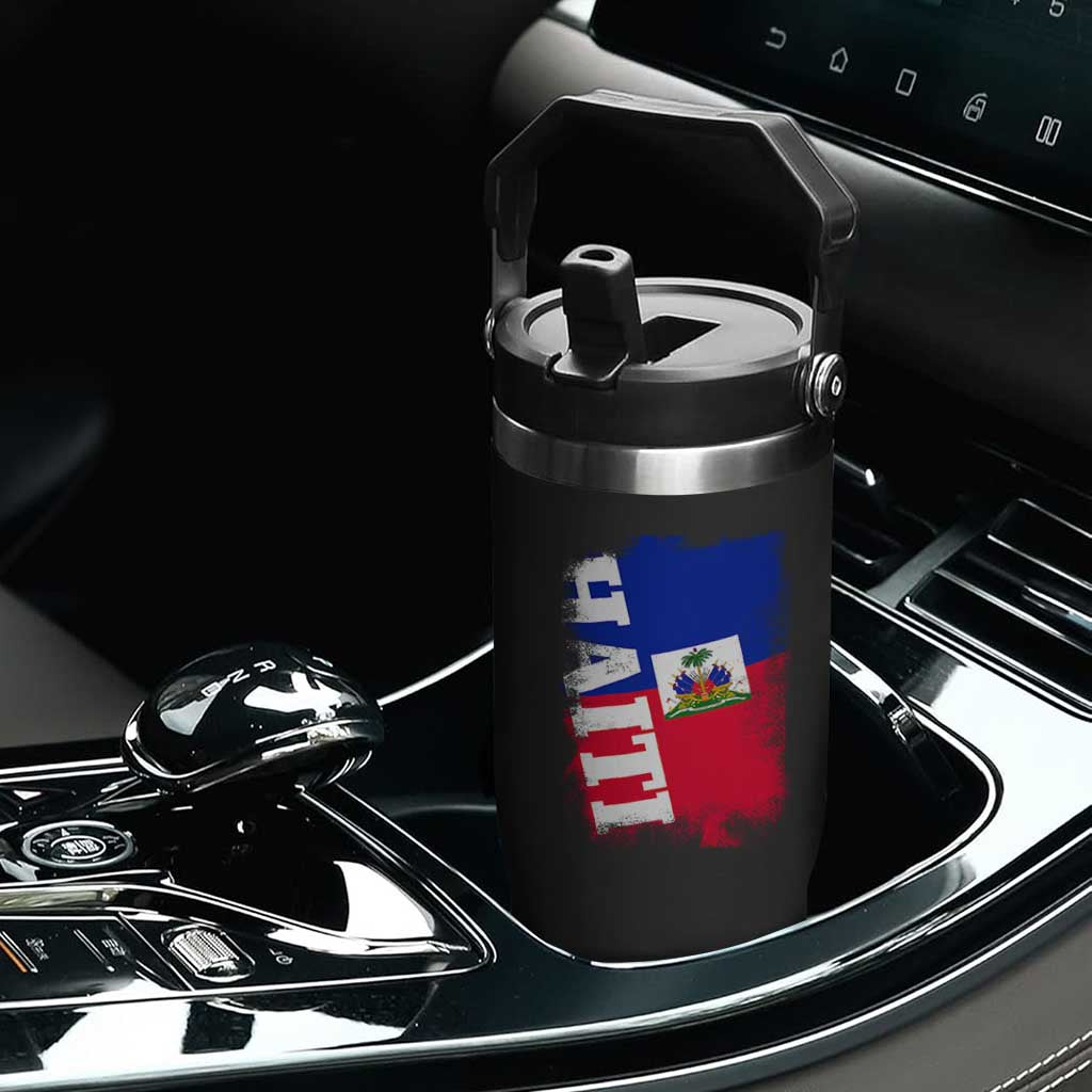 Haiti Flag Distressed Flag Graphic Flip Straw Tumbler Haitian Heritage Pride TS02 Print Your Wear