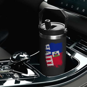 Haiti Flag Distressed Flag Graphic Flip Straw Tumbler Haitian Heritage Pride TS02 Print Your Wear