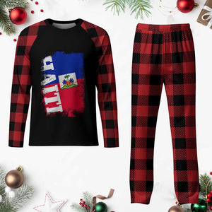 Haiti Flag Distressed Flag Graphic Plaid Pajama Set Haitian Heritage Pride TS02 Buffalo Plaid Print Your Wear