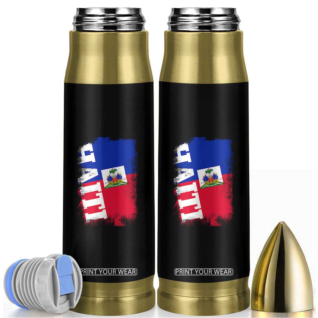 Haiti Flag Distressed Flag Graphic Bullet Tumbler Haitian Heritage Pride TS02 Black Print Your Wear