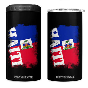 Haiti Flag Distressed Flag Graphic 4 in 1 Can Cooler Tumbler Haitian Heritage Pride TS02 One Size: 16 oz Black Print Your Wear