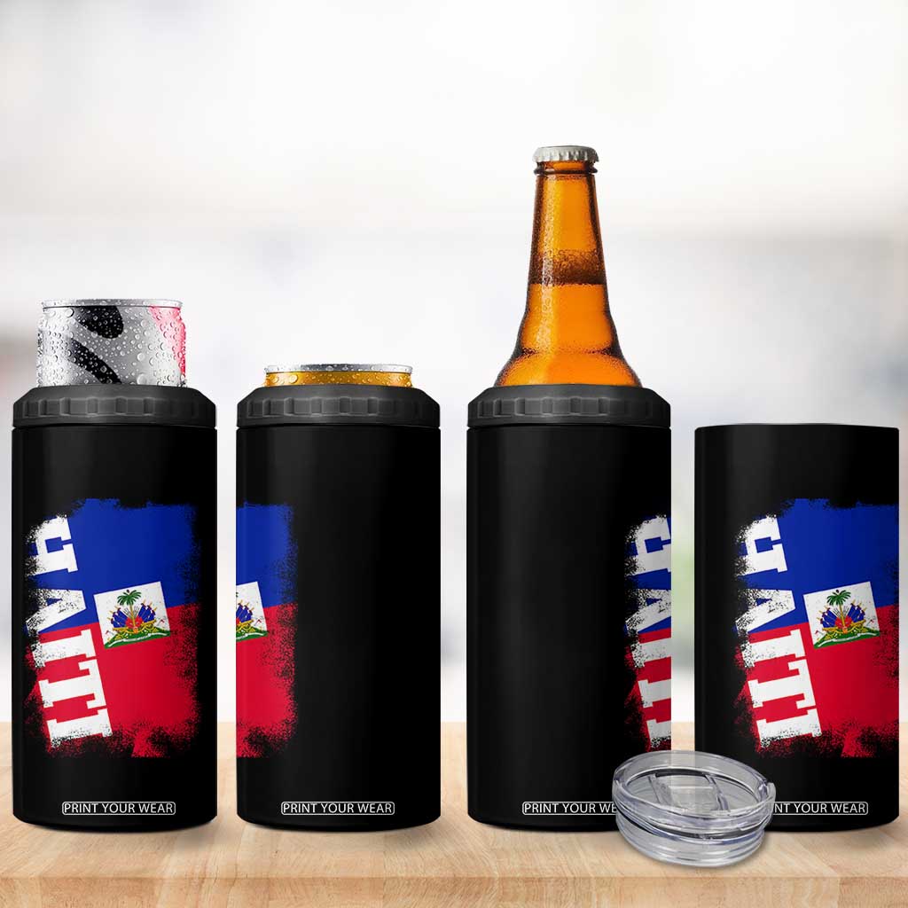 Haiti Flag Distressed Flag Graphic 4 in 1 Can Cooler Tumbler Haitian Heritage Pride TS02 Print Your Wear