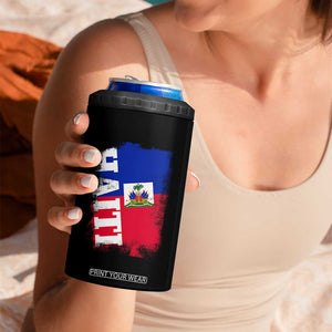 Haiti Flag Distressed Flag Graphic 4 in 1 Can Cooler Tumbler Haitian Heritage Pride TS02 Print Your Wear