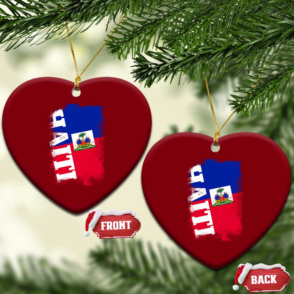 Haiti Flag Distressed Flag Graphic Ceramic Ornament Haitian Heritage Pride TS02 Print Your Wear