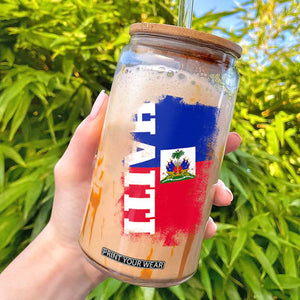 Haiti Flag Distressed Flag Graphic Glass Can Haitian Heritage Pride TS02 Black Print Your Wear