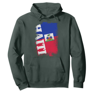 Haiti Flag Distressed Flag Graphic Hoodie Haitian Heritage Pride TS02 Dark Forest Green Print Your Wear