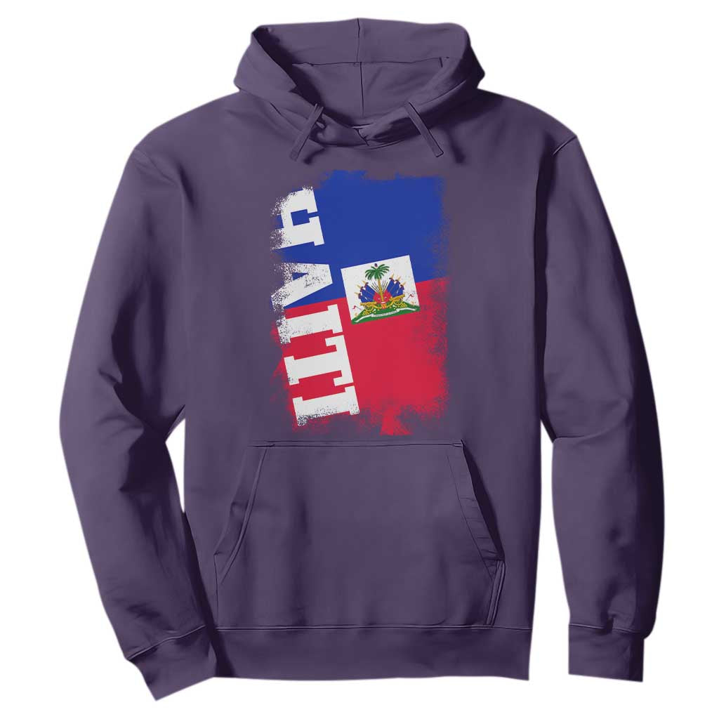 Haiti Flag Distressed Flag Graphic Hoodie Haitian Heritage Pride TS02 Purple Print Your Wear