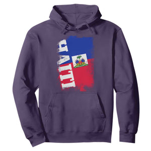 Haiti Flag Distressed Flag Graphic Hoodie Haitian Heritage Pride TS02 Purple Print Your Wear