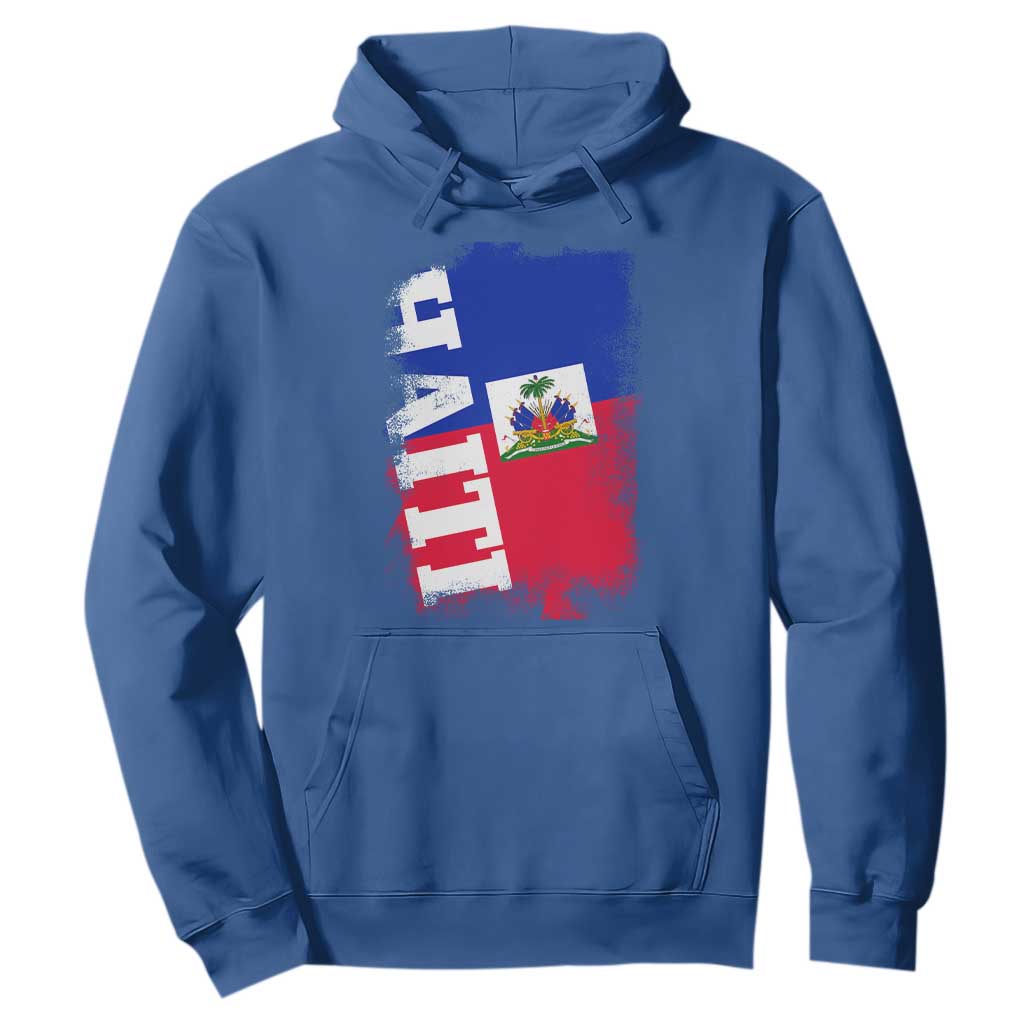 Haiti Flag Distressed Flag Graphic Hoodie Haitian Heritage Pride TS02 Royal Blue Print Your Wear