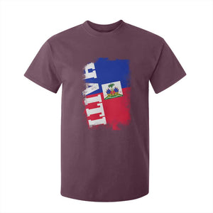 Haiti Flag Distressed Flag Graphic T Shirt For Kid Haitian Heritage Pride TS02 Maroon Print Your Wear