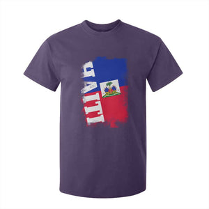 Haiti Flag Distressed Flag Graphic T Shirt For Kid Haitian Heritage Pride TS02 Purple Print Your Wear