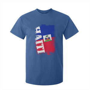 Haiti Flag Distressed Flag Graphic T Shirt For Kid Haitian Heritage Pride TS02 Royal Blue Print Your Wear