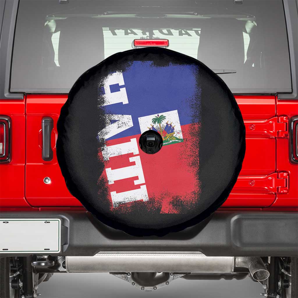 Haiti Flag Distressed Flag Graphic Spare Tire Cover Haitian Heritage Pride TS02 Black Print Your Wear