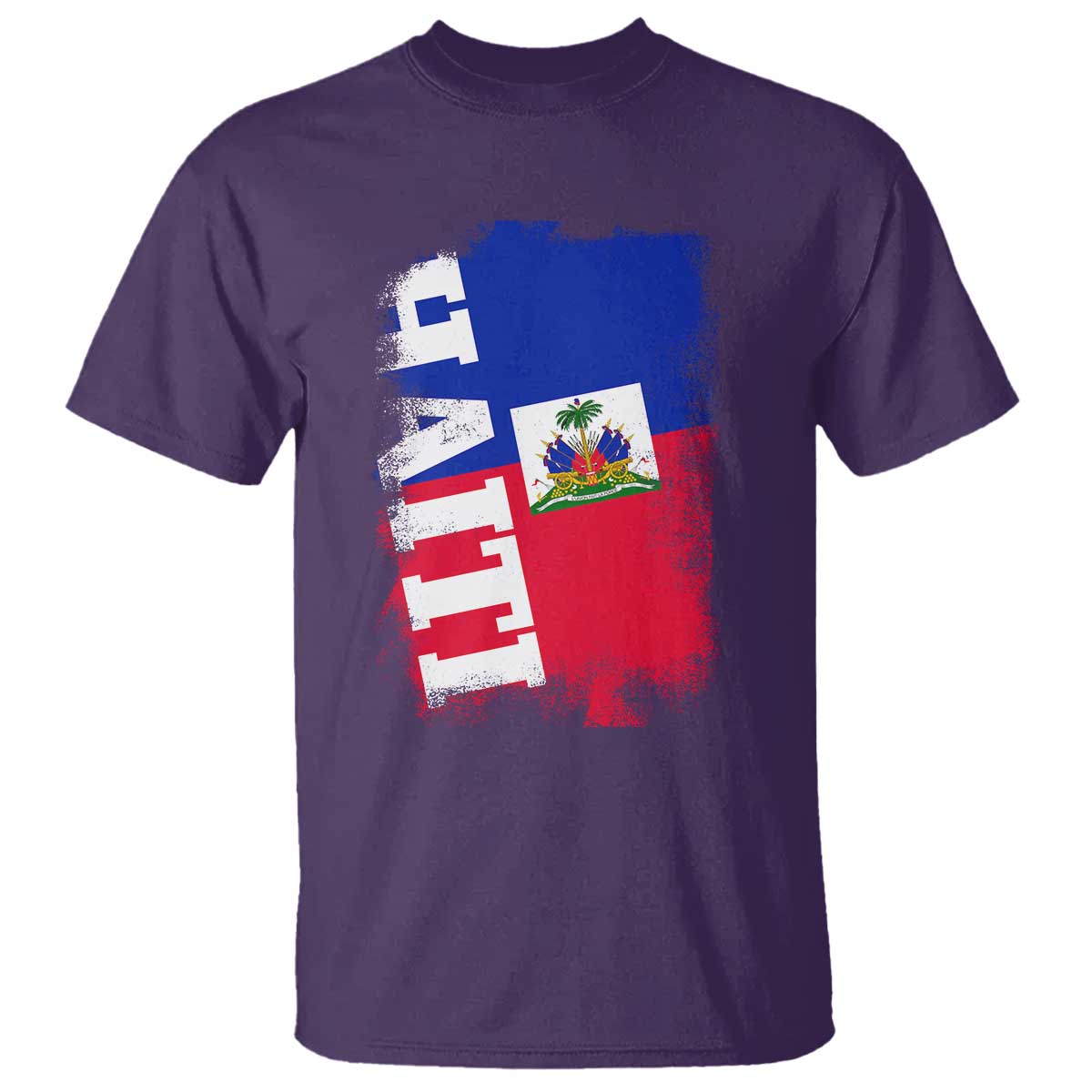 Haiti Flag Distressed Flag Graphic T Shirt Haitian Heritage Pride TS02 Purple Print Your Wear