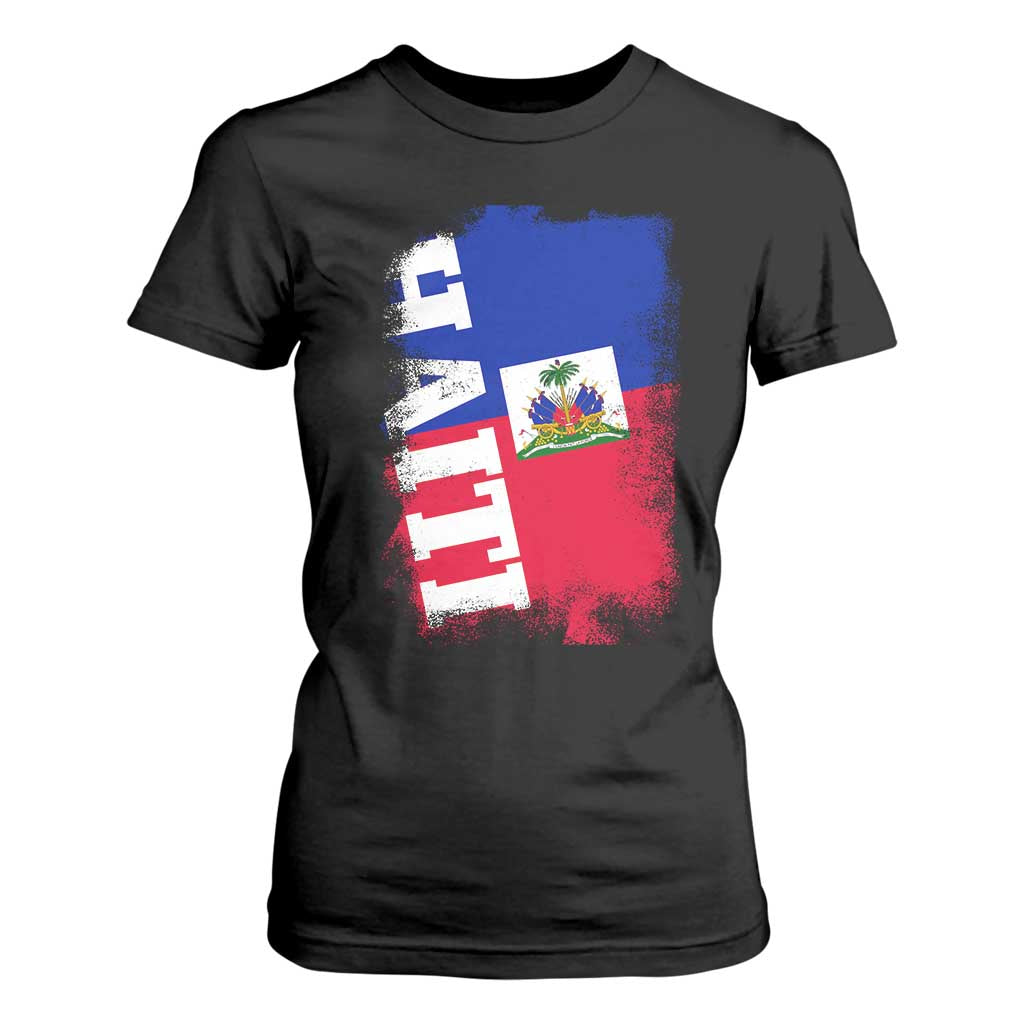 Haiti Flag Distressed Flag Graphic T Shirt For Women Haitian Heritage Pride TS02 Black Print Your Wear