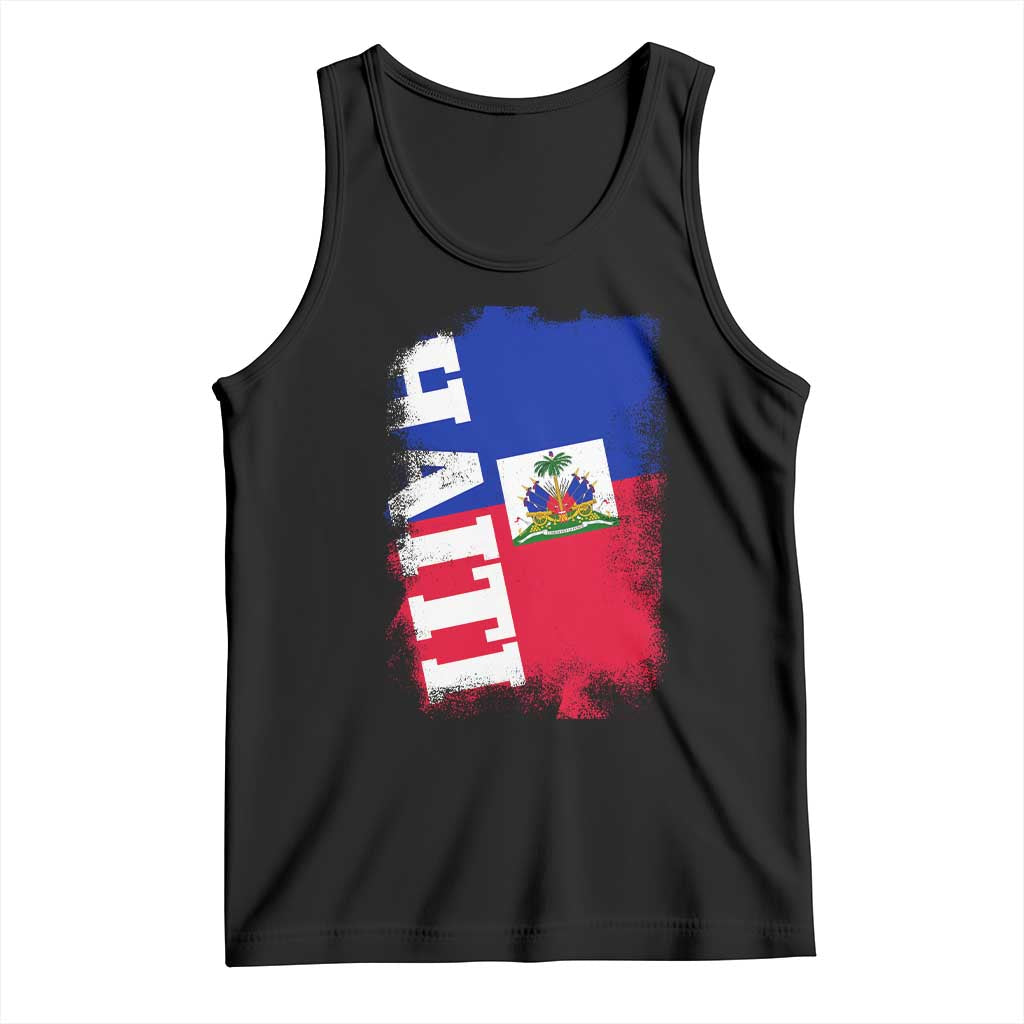 Haiti Flag Distressed Flag Graphic Tank Top Haitian Heritage Pride TS02 Black Print Your Wear