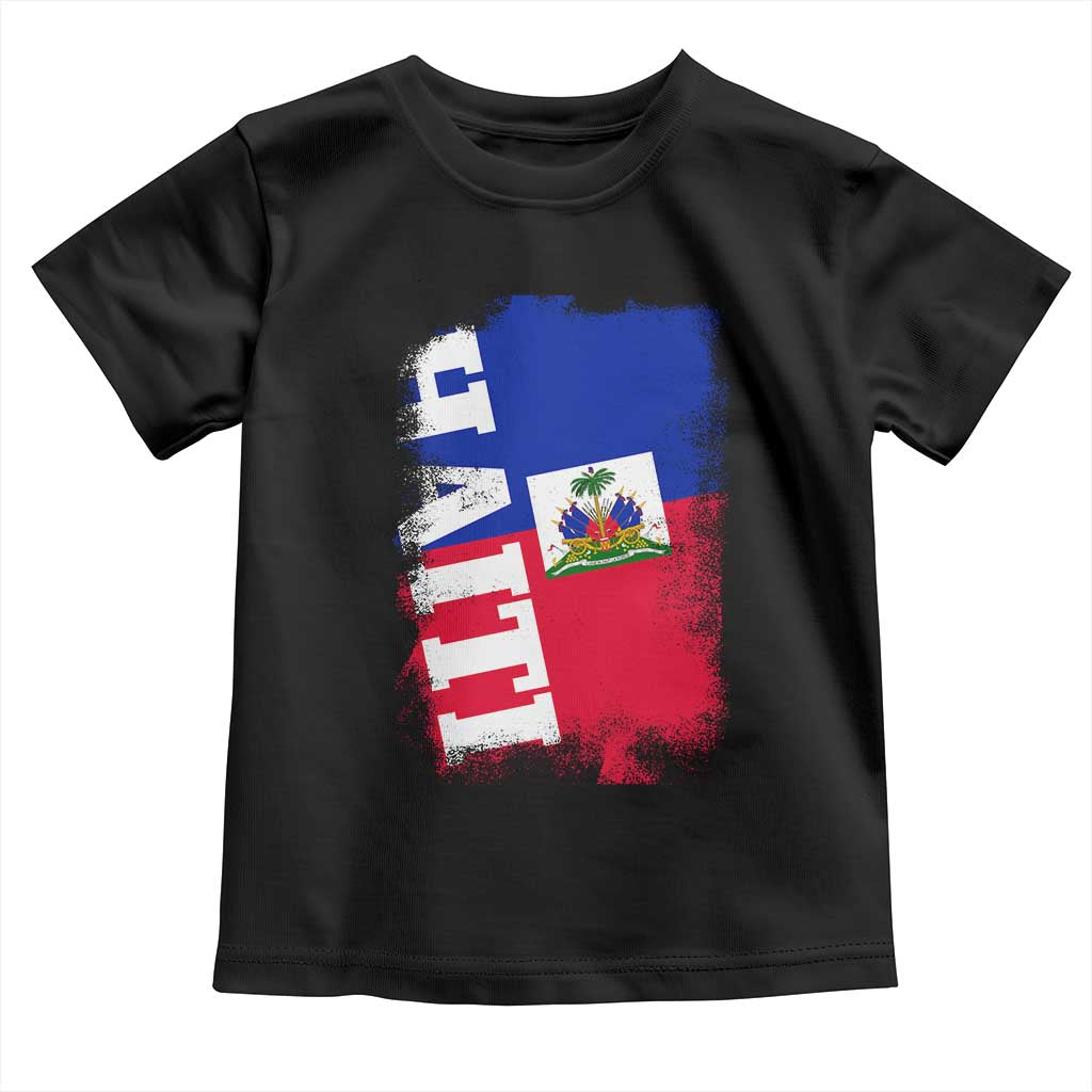 Haiti Flag Distressed Flag Graphic Toddler T Shirt Haitian Heritage Pride TS02 Black Print Your Wear