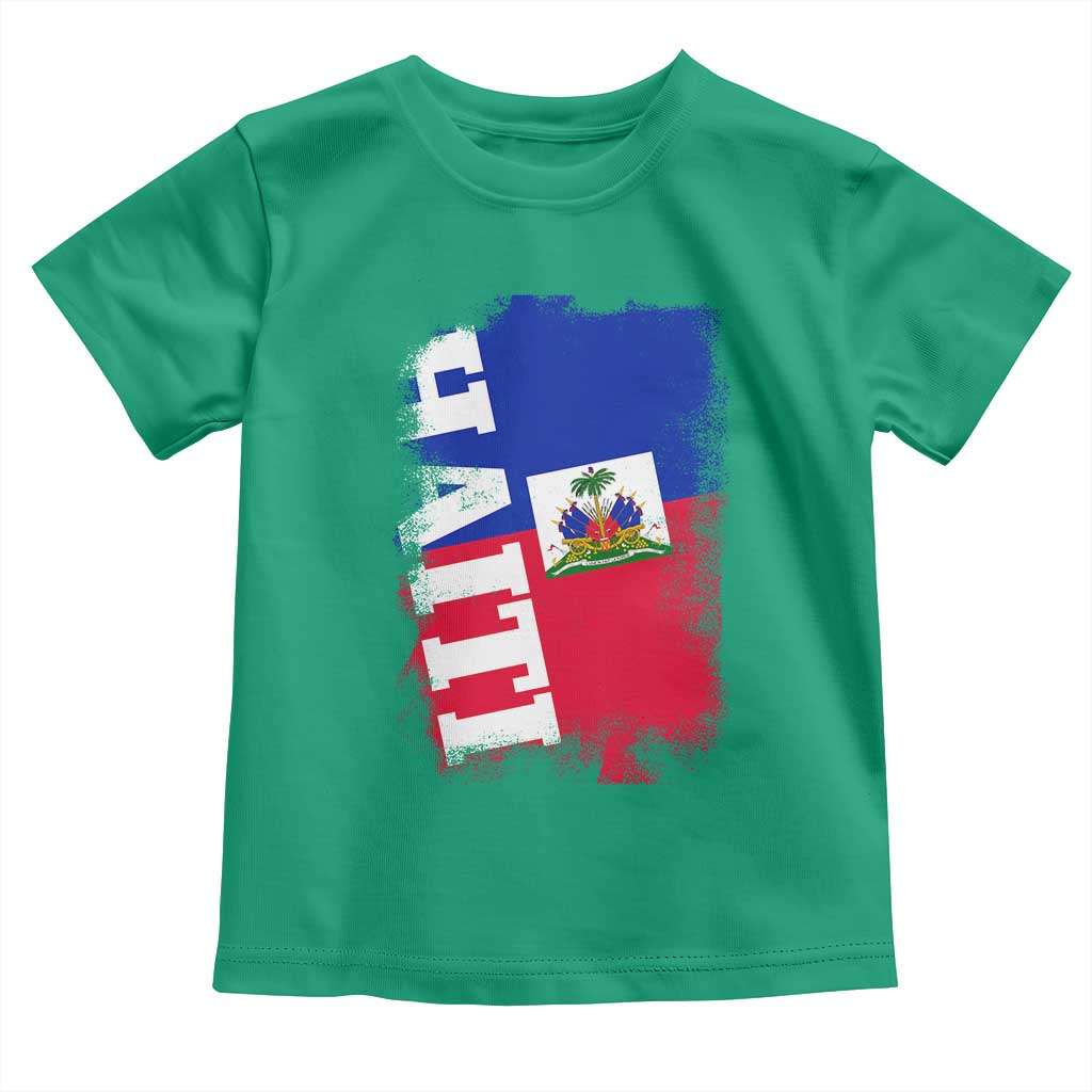 Haiti Flag Distressed Flag Graphic Toddler T Shirt Haitian Heritage Pride TS02 Irish Green Print Your Wear
