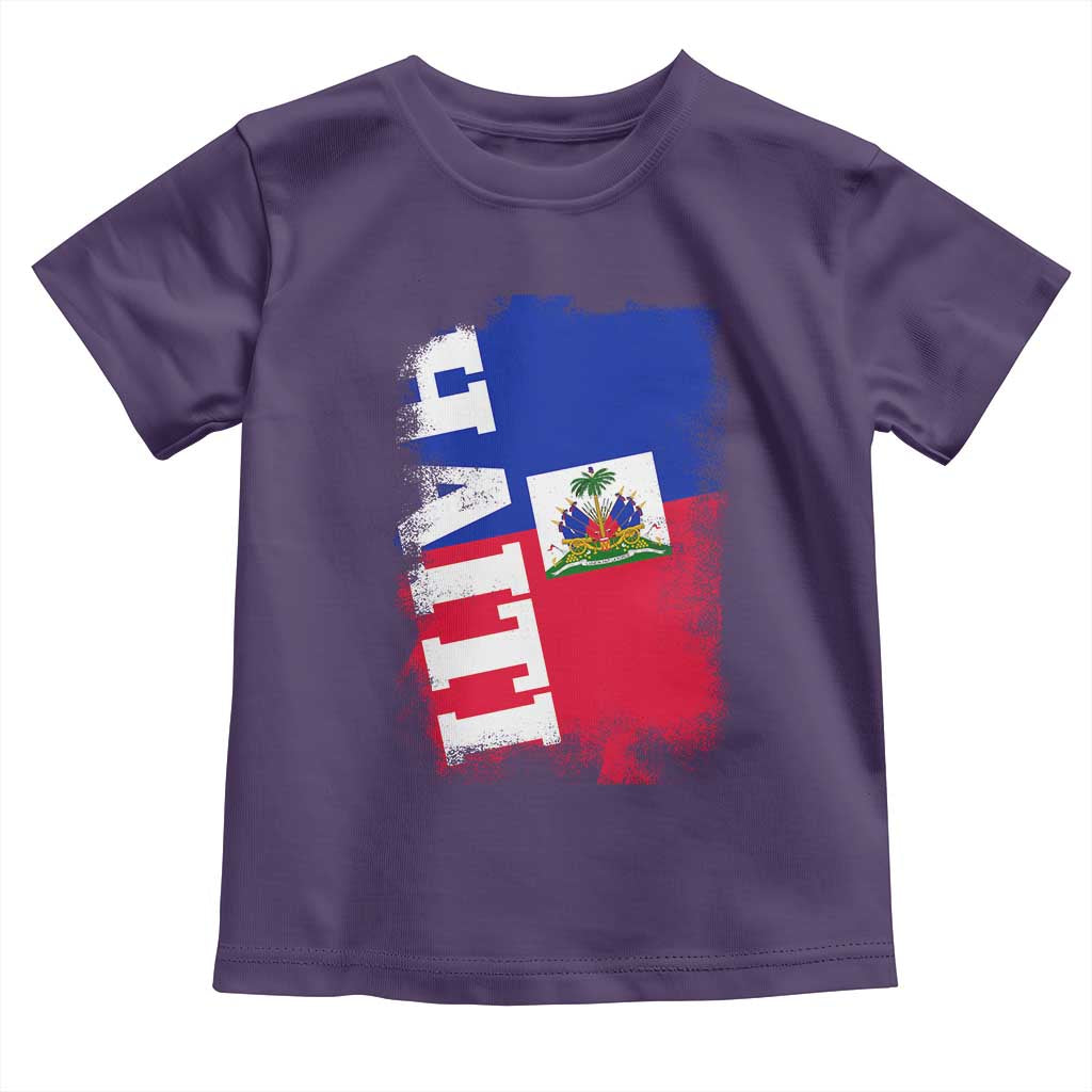 Haiti Flag Distressed Flag Graphic Toddler T Shirt Haitian Heritage Pride TS02 Purple Print Your Wear