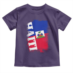 Haiti Flag Distressed Flag Graphic Toddler T Shirt Haitian Heritage Pride TS02 Purple Print Your Wear
