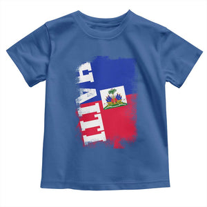 Haiti Flag Distressed Flag Graphic Toddler T Shirt Haitian Heritage Pride TS02 Royal Blue Print Your Wear