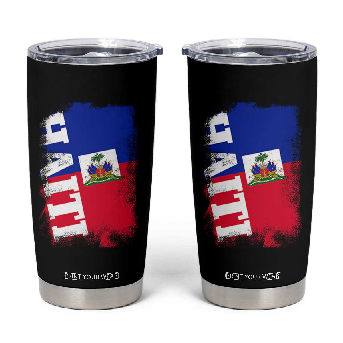 Haiti Flag Distressed Flag Graphic Tumbler Cup Haitian Heritage Pride TS02 Black Print Your Wear